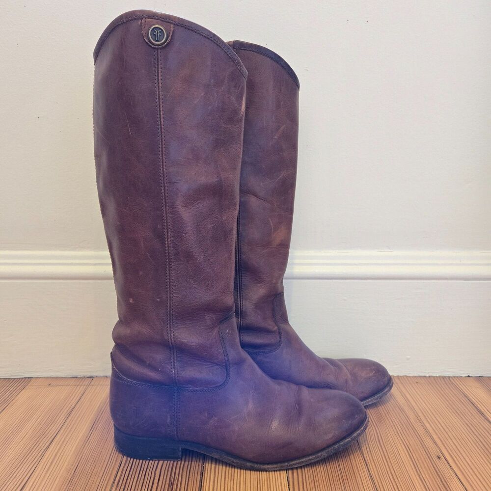 Frye Melissa Button Women's 15.5" Leather Tall Boots Cognac Size 9 Boho Chic